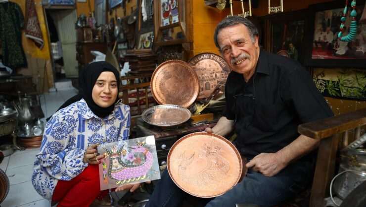 Baba kız bakır ve cama Mezopotamya’yı işliyor
