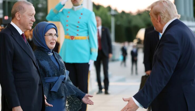 Beştepe’de resepsiyon! Erdoğan çifti, Trump’ı karşıladı