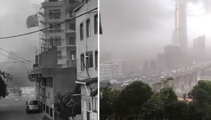 Hava aniden karardı, İstanbul’u fırtına esir aldı: Ağaçlar devrildi, çatılar uçtu