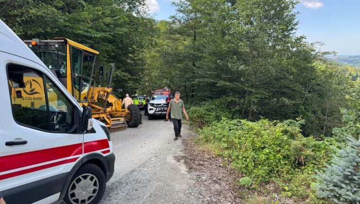 Rize’de yol çalışmasındaki iş makinesi uçuruma yuvarlandı: 1 yaralı