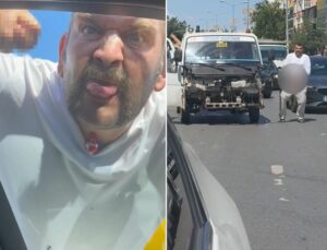 Trafik magandasından iğrenç hareketler! Önce dilini çıkardı, sonra cinsel organını gösterdi