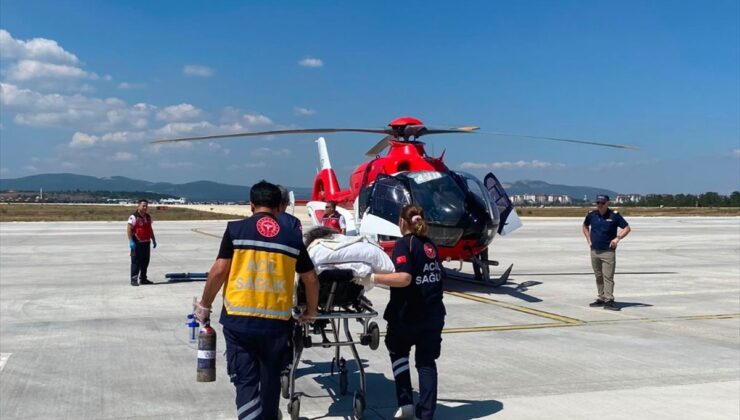 72 yaşındaki inme hastası helikopterle Ankara’ya sevk edildi