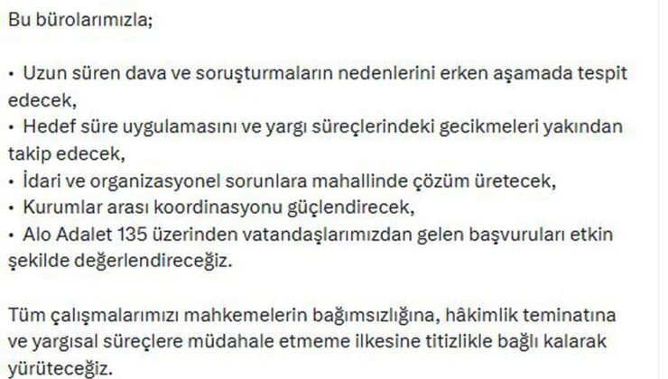 Adalet Bakanı Gürlek: ‘Yargı Hizmetlerinin Etkinliği Büroları Rehberi’ yayımlandı