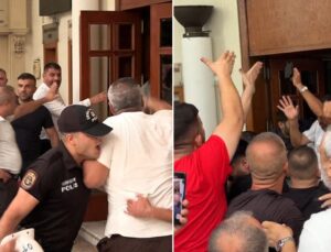 Adana’da servis plakası ihalesine tepki! Belediye önünde arbede çıktı
