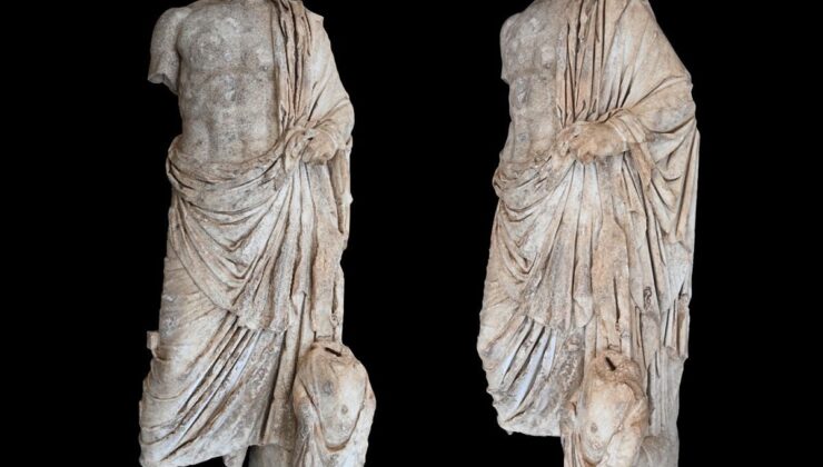 Aspendos’ta 1800 yıllık şifa sembolü heykel bulundu