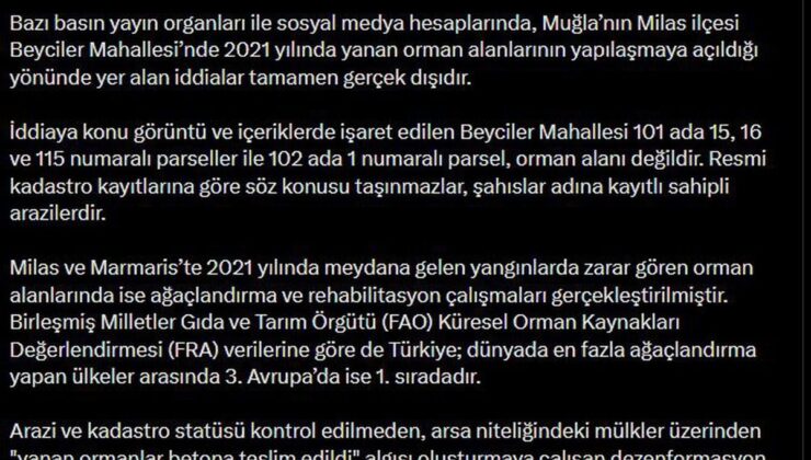 DMM’den Milas’taki yangın alanları iddiasına yalanlama