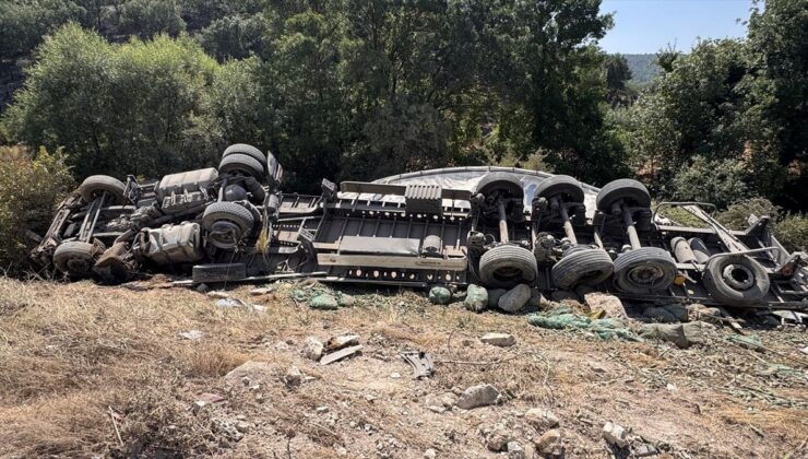 Kütahya’da Tır, Köpeklere Çarpmamak İçin Uçuruma Devrildi: 1 Yaralı