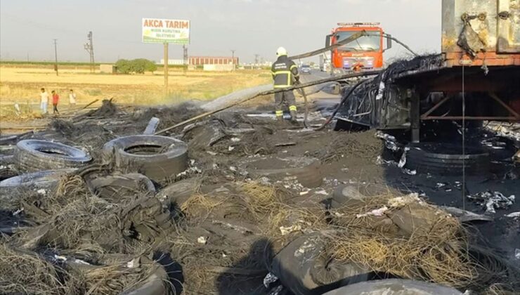Mardin’de lastik yüklü tırda yangın