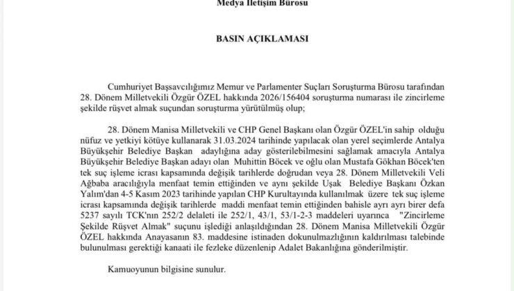Özgür Özel ve Veli Ağbaba için fezleke