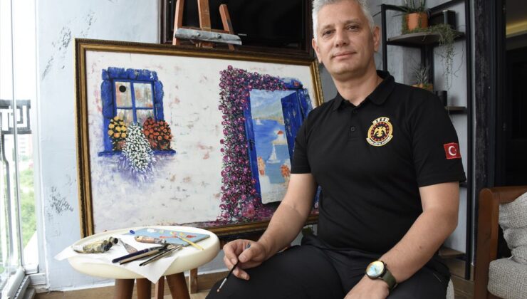 Polis memuru, mesai sonrası resim tutkusuyla tuval başına geçiyor