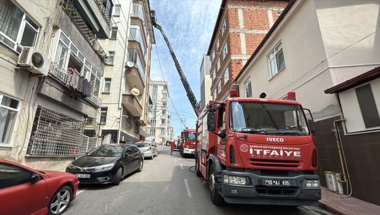 Samsun’da 6 Katlı Binada Çatı Yangını