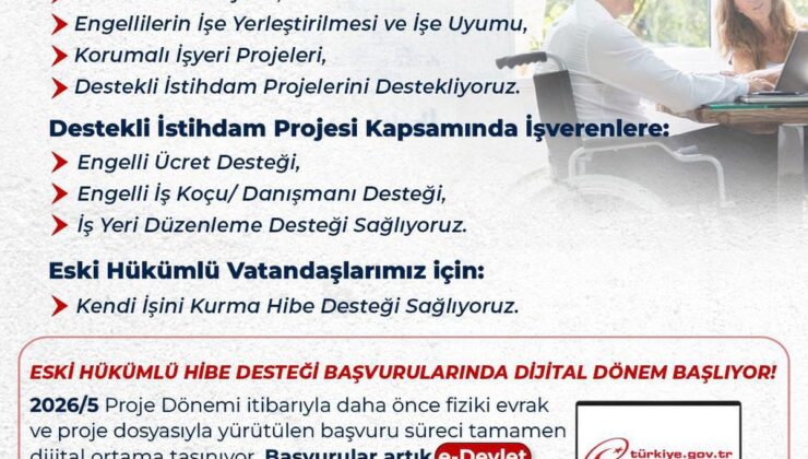 Engelli ve Eski Hükümlülere Hibe Desteği Başvuruları Başladı
