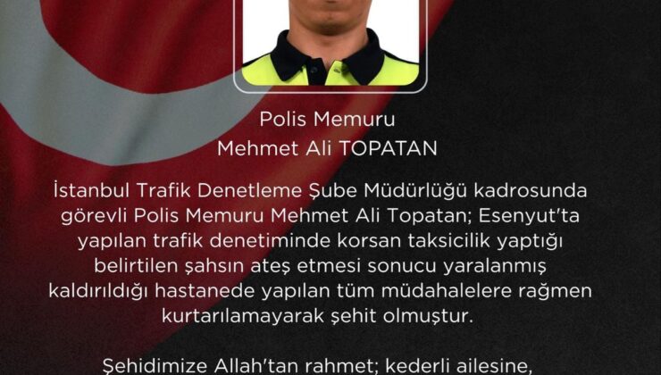 İçişleri Bakanı Çiftçi’den Şehit Polis Mehmet Ali Topatan için Taziye Mesajı