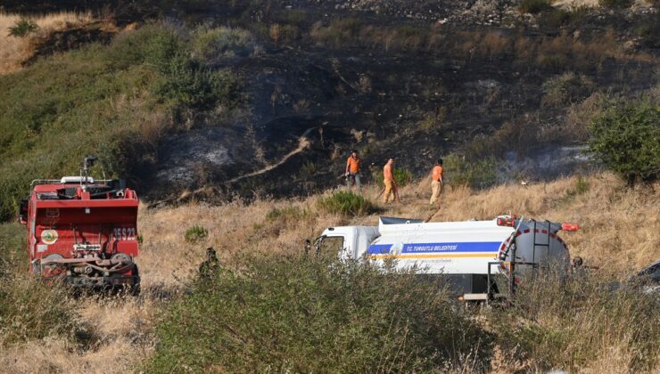 Turgutlu’da otluk yangını zeytinliğe sıçradı, söndürüldü